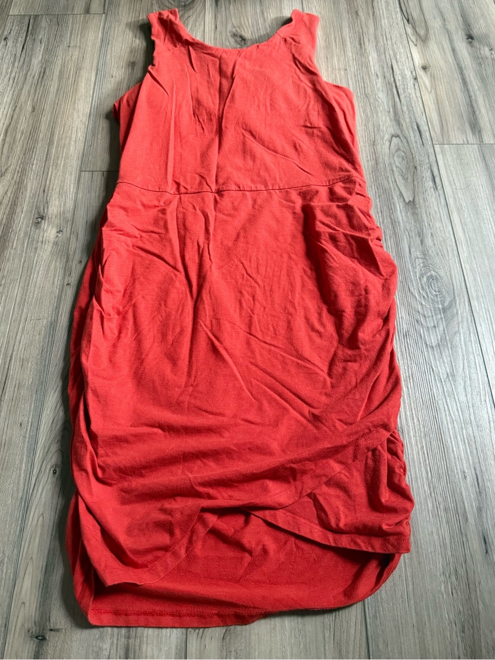 Athleta Bright Coral Tank Style Dress with Ruching Size Large